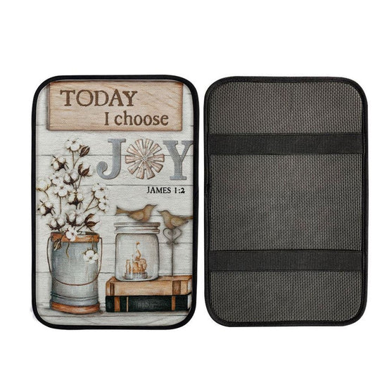 Cotton Flower Drawing, Bird Couple, Today I Choose Joy Car Center Console Cover, Car Armrest Pad, Christian Gift, Armrest Box Mat