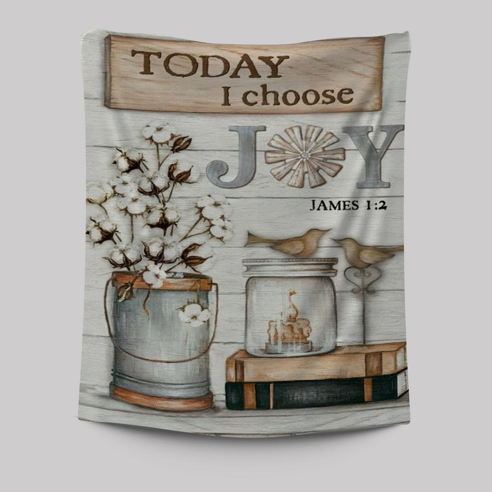 Cotton Flower Drawing, Bird Couple, Today I Choose Joy Tapestry