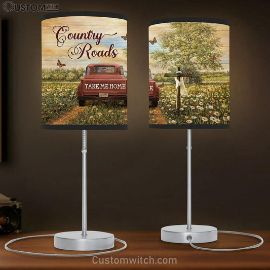 Country Roads Take Me Home Dandelion Field Ladybug Car Table Lamb Gift - Bible Verse Table Lamb - Religious Bedroom Decor