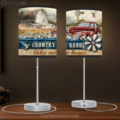 Country Roads Take Me Home Hummingbird Old Car Large Table Lamb Art - Christian Lamb Gift Home Decor - Religious Table Lamb Prints