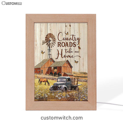 Country Roads Take Me Home Ladybug Car Horse Frame Lamp Art - Christian Frame Lamp - Gift For Horse Lover