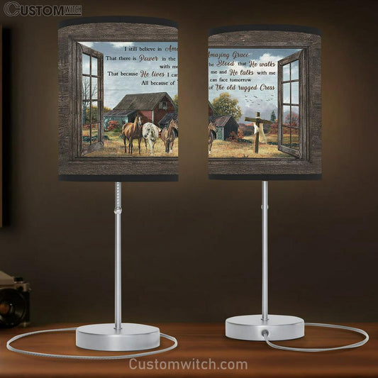 Countryside Horse I Still Believe In Grace Table Lamb Gift - Bible Verse Table Lamb - Religious Bedroom Decor