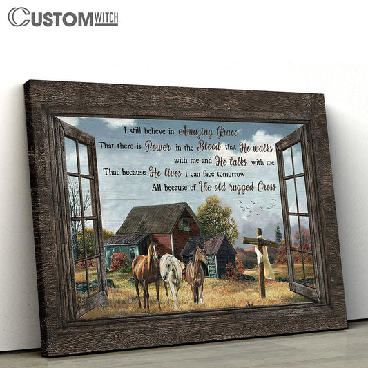 Countryside Horse I Still Believe In Grace Canvas Wall Art - Bible Verse Canvas - Religious Prints