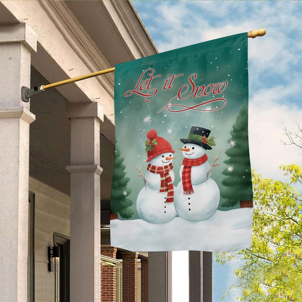 Couple Snowman Let It Snow Flag, Christmas Garden Flag, Home Decor Accessories, Christmas Outdoor Decor Ideas
