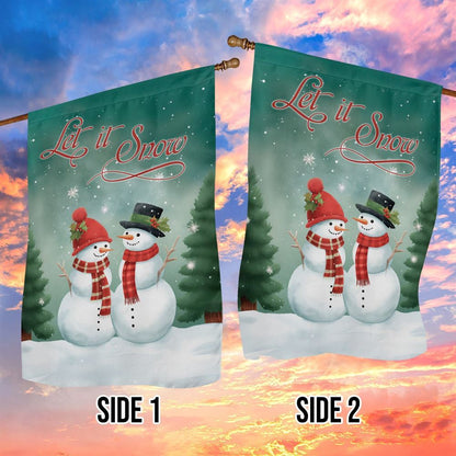 Couple Snowman Let It Snow Flag, Christmas Garden Flag, Home Decor Accessories, Christmas Outdoor Decor Ideas