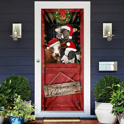 Cow Cattle, Merry Christmas Door Cover, Door Christmas Cover, Cow Lover Gifts, Christmas Door Knob Covers, Christmas Outdoor Decoration