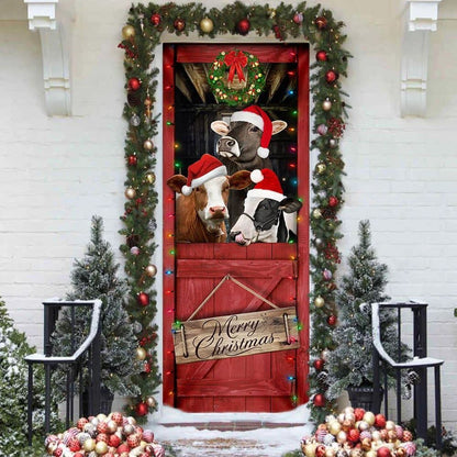 Cow Cattle, Merry Christmas Door Cover, Door Christmas Cover, Cow Lover Gifts, Christmas Door Knob Covers, Christmas Outdoor Decoration
