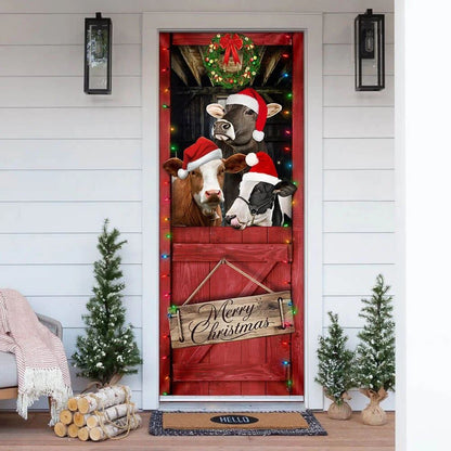 Cow Cattle, Merry Christmas Door Cover, Door Christmas Cover, Cow Lover Gifts, Christmas Door Knob Covers, Christmas Outdoor Decoration