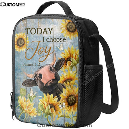 Cow Sunflower Frame Blue Sky Lunch Bag, Christian Lunch Bag For School, Picnic, Religious Lunch Bag