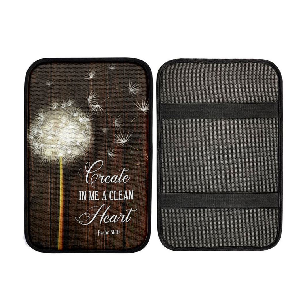 Create In Me A Clean Heart Dandelion Car Center Console Cover, Christian Car Armrest Accessories
