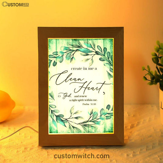 Create In Me A Clean Heart Psalm 5110 Dandelion Frame Lamp Art - Christian Night Light - Religious Decor