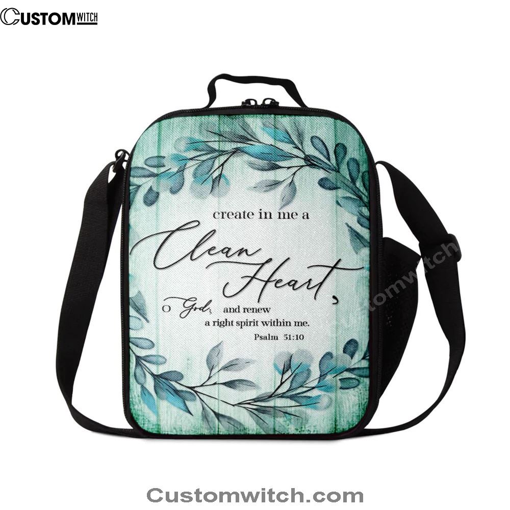 Create In Me A Clean Heart Psalm 5110 Dandelion Lunch Bag, Christian Lunch Bag For School, Picnic, Religious Lunch Bag