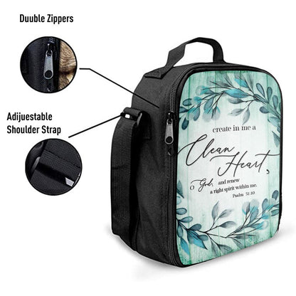 Create In Me A Clean Heart Psalm 5110 Dandelion Lunch Bag, Christian Lunch Bag For School, Picnic, Religious Lunch Bag