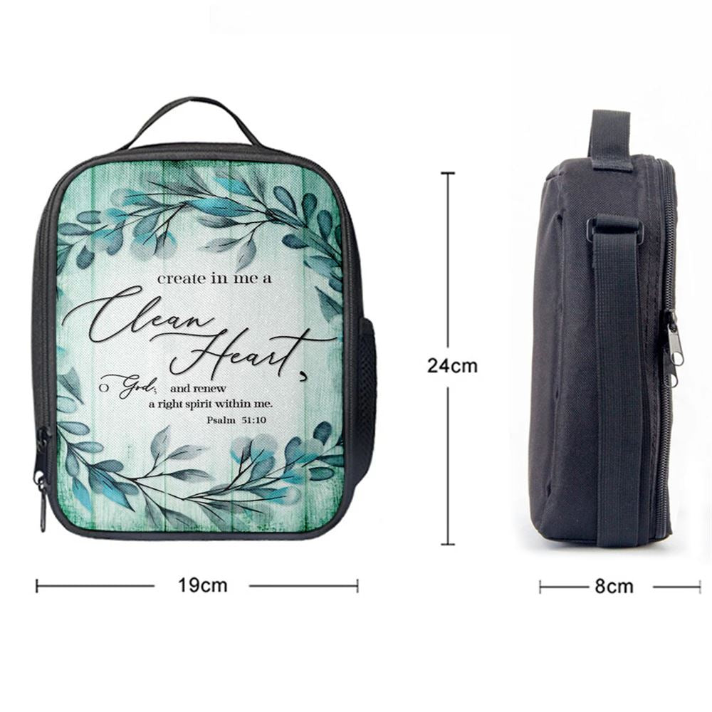 Create In Me A Clean Heart Psalm 5110 Dandelion Lunch Bag, Christian Lunch Bag For School, Picnic, Religious Lunch Bag