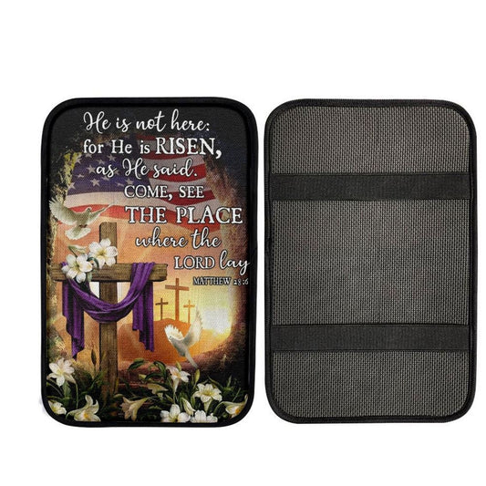 Cross, American Flag, White Dove, White Lily, He Is Not Here Jesus Car Center Console Cover, Car Armrest Pad, Christian Gift, Armrest Box Mat