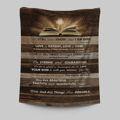 Cross Bible Verses - Be Still & Know That I Am God Tapestry Art - Bible Verse Wall Art - Christian Inspirational Wall Decor