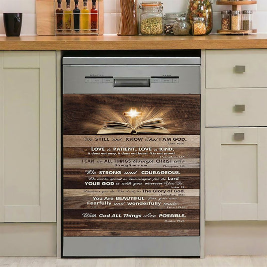 Cross Bible Verses Word Of God Dishwasher Cover, The Sword Of The Spirit Dishwasher Magnet Cover, Christian Kitchen Decor