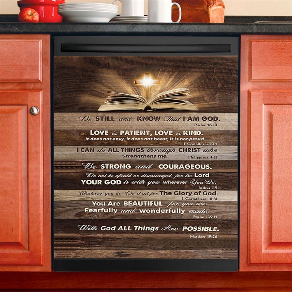 Cross Bible Verses Word Of God Dishwasher Cover, The Sword Of The Spirit Dishwasher Magnet Cover, Christian Kitchen Decor