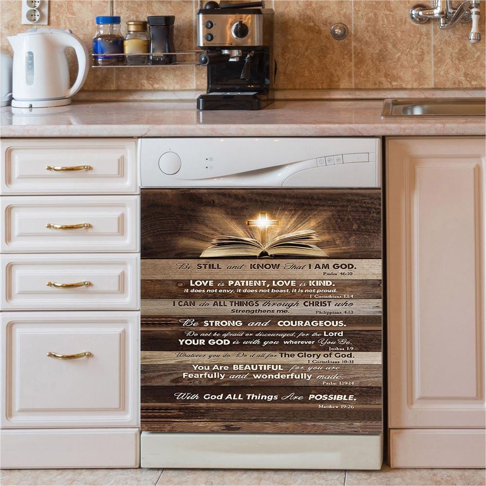 Cross Bible Verses Word Of God Dishwasher Cover, The Sword Of The Spirit Dishwasher Magnet Cover, Christian Kitchen Decor