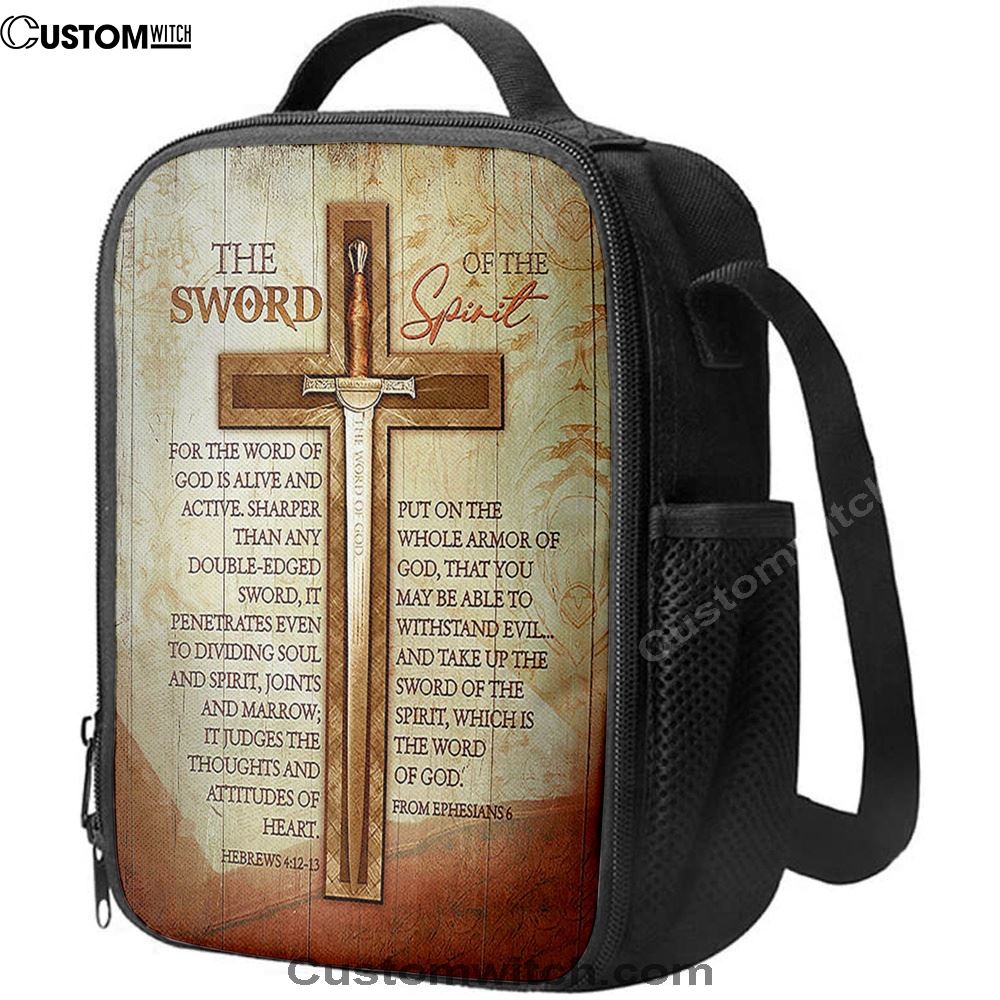 Cross Bible Verses Word Of God Lunch Bag, Christian Lunch Bag For School, Picnic, Religious Lunch Bag