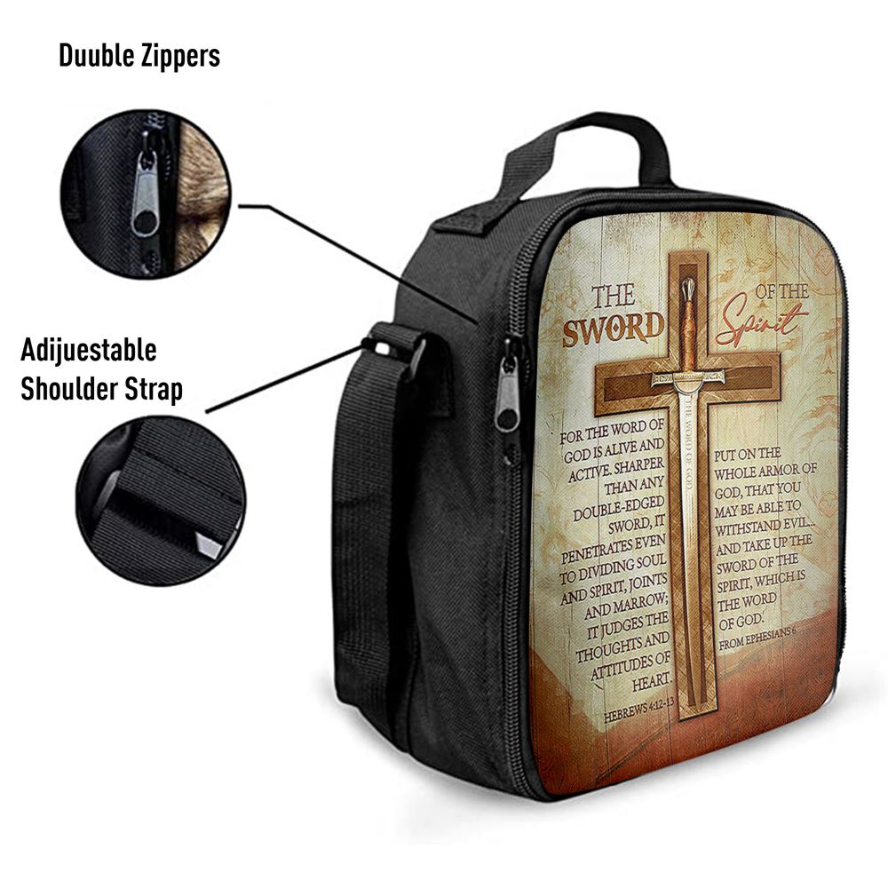 Cross Bible Verses Word Of God Lunch Bag, Christian Lunch Bag For School, Picnic, Religious Lunch Bag