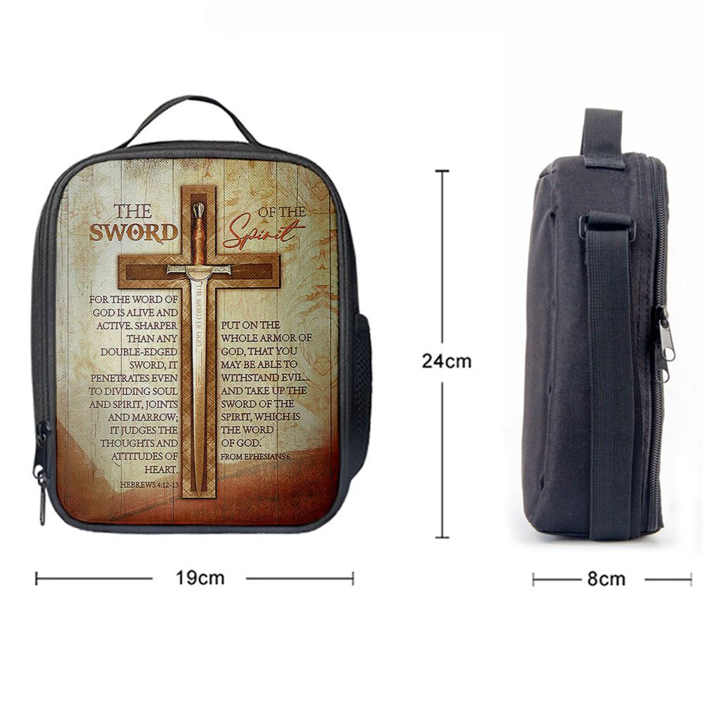 Cross Bible Verses Word Of God Lunch Bag, Christian Lunch Bag For School, Picnic, Religious Lunch Bag
