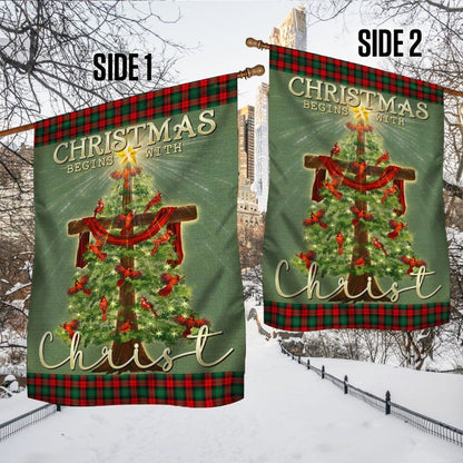  Cross Flag Christmas Begins With Christ Flag, Christian Christmas House Flag, Christmas Outdoor Decor Ideas
