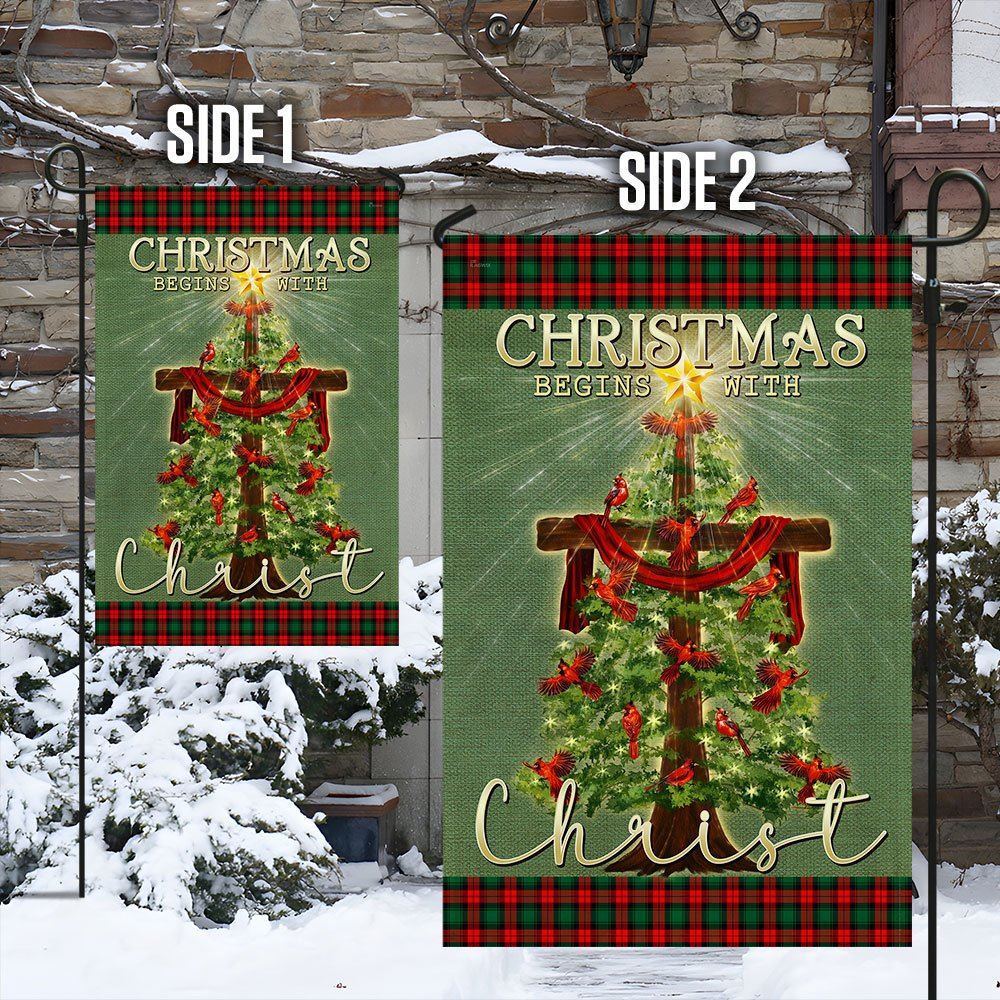  Cross Flag Christmas Begins With Christ Flag, Christian Christmas House Flag, Christmas Outdoor Decor Ideas