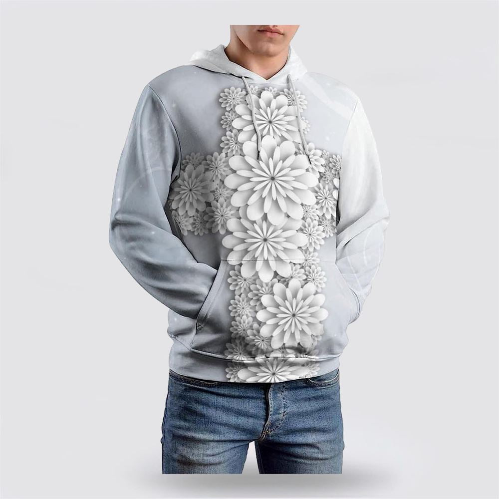 Cross Flowers 3D Hoodies For Women Men, God 3D Printed Hoodie, Christian Apparel Hoodies