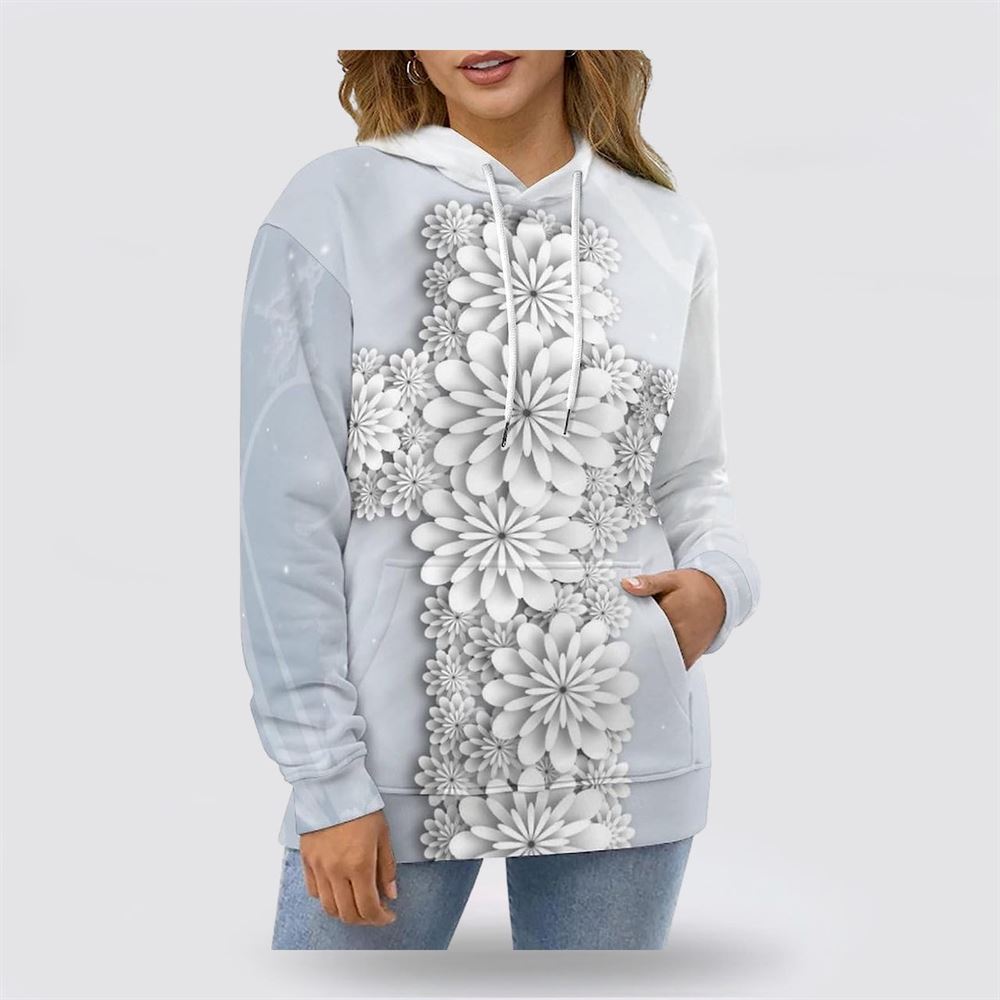 Cross Flowers 3D Hoodies For Women Men, God 3D Printed Hoodie, Christian Apparel Hoodies