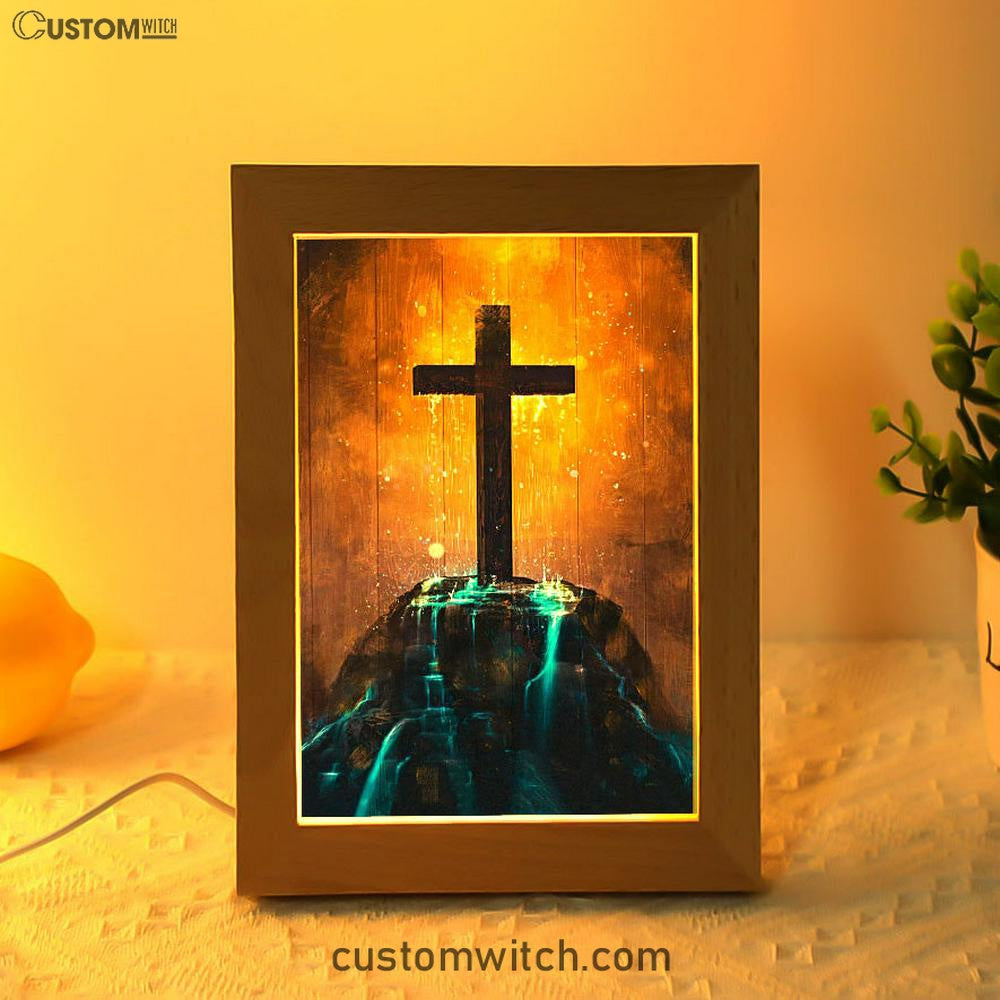 Cross Frame Lamp Art - Christian Frame Lamp - Religious Gifts Night Light