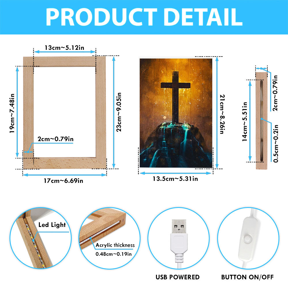Cross Frame Lamp Art - Christian Frame Lamp - Religious Gifts Night Light