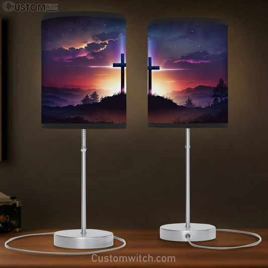 Cross Hill With Sun Table Lamb Pictures - Faith Art - Christian Table Lamb Gift Decor