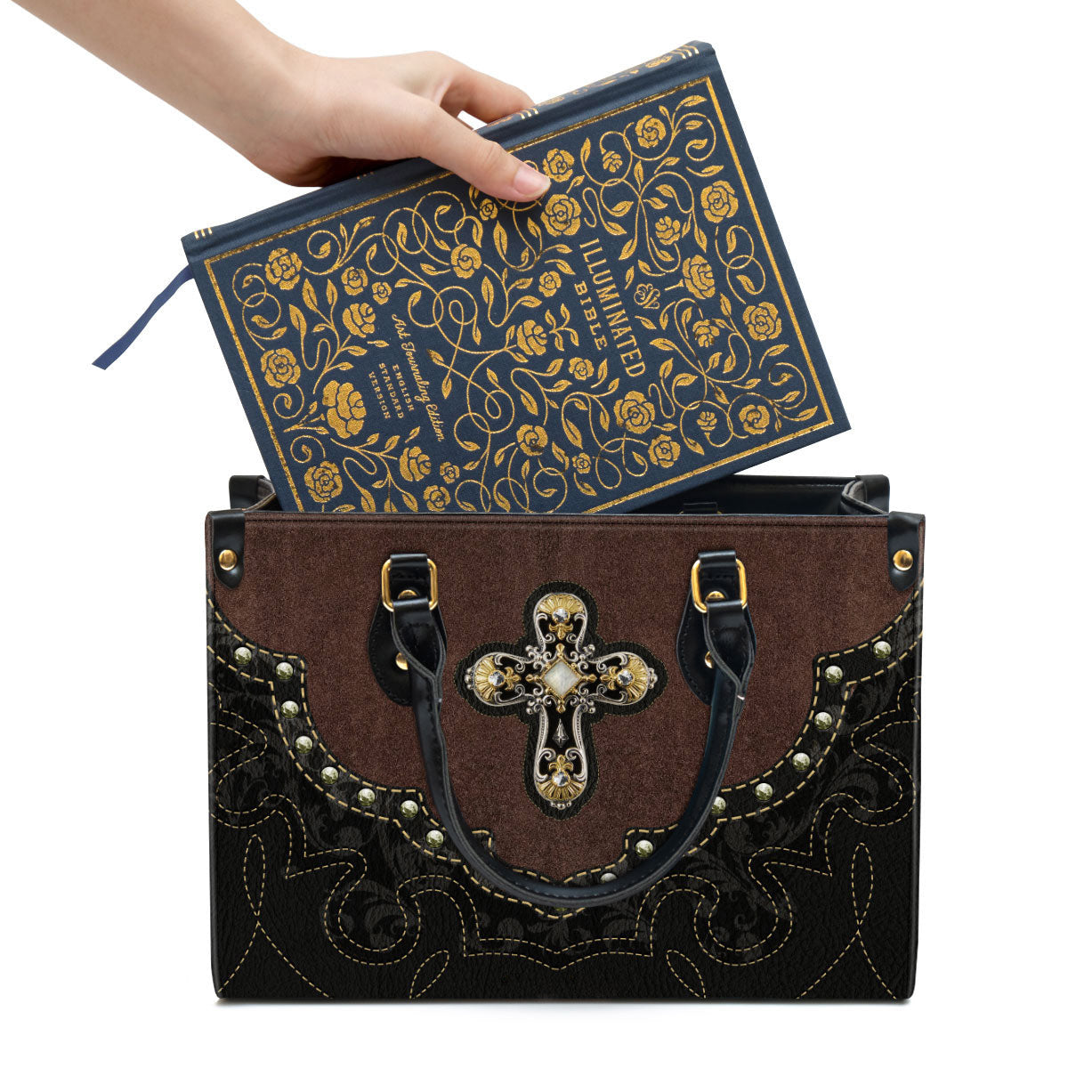 Cross Leather Handbag 2, Religious Gifts For Women, Women Pu Leather Bag