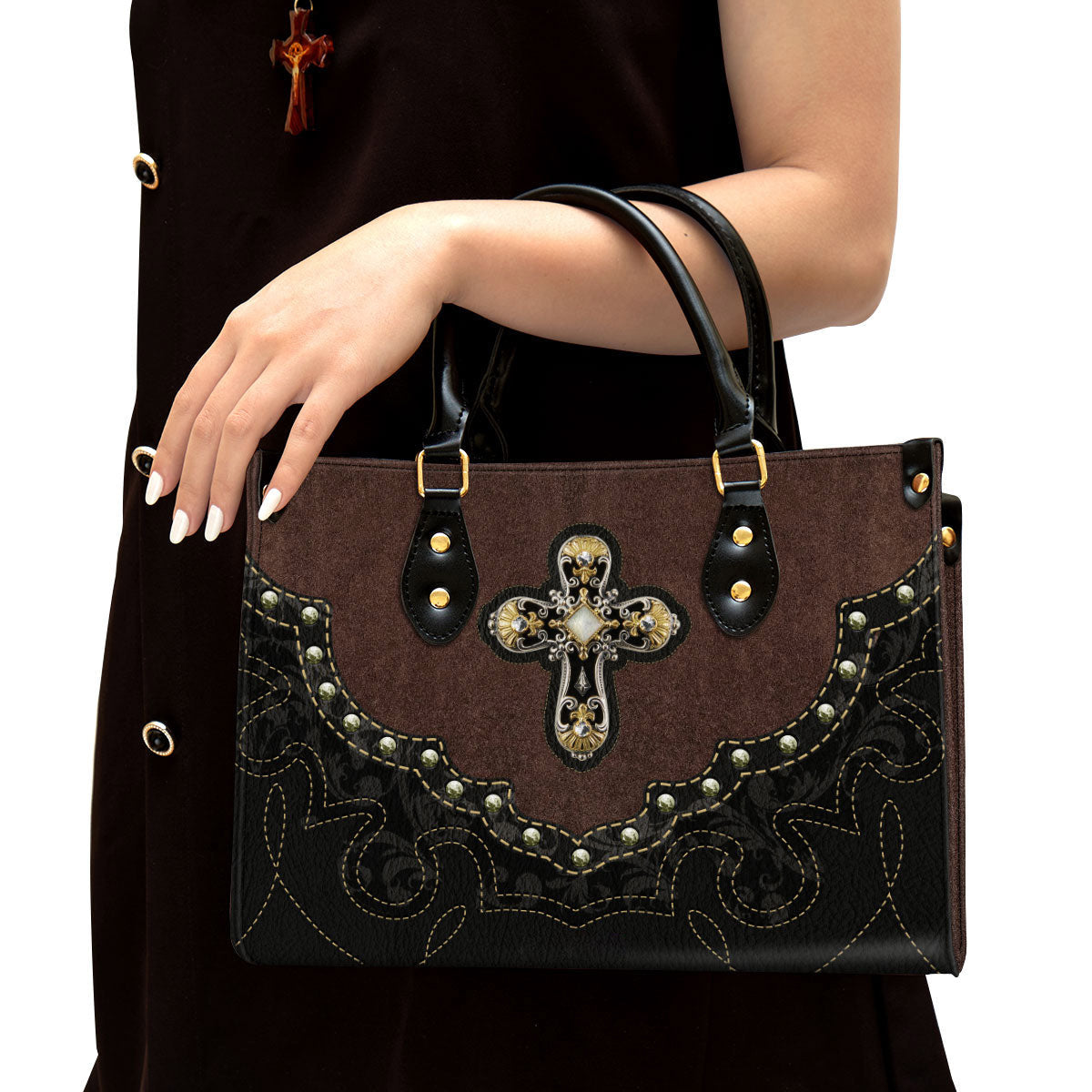 Cross Leather Handbag 2, Religious Gifts For Women, Women Pu Leather Bag