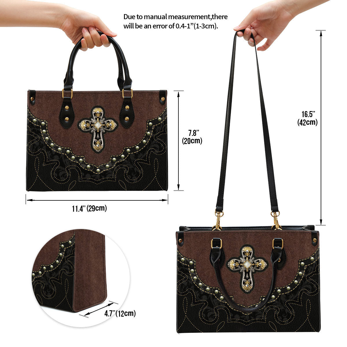 Cross Leather Handbag 2, Religious Gifts For Women, Women Pu Leather Bag