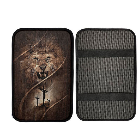 Cross Lion Of Judah Car Center Console Cover, Christian Car Accessories