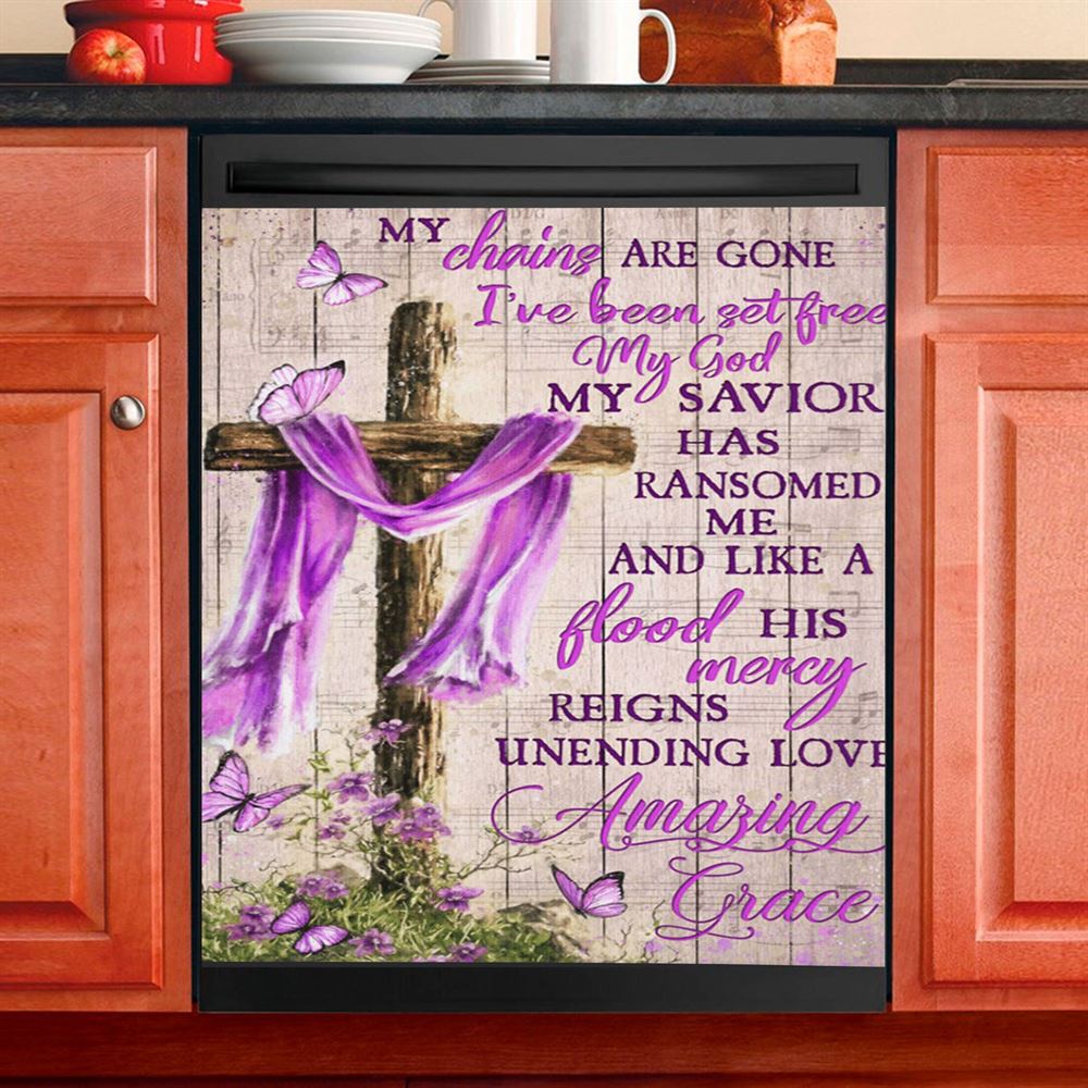 Cross Lion Of Judah Dishwasher Cover, Christian Dishwasher Magnet Cover, Bible Verse Kitchen Decor