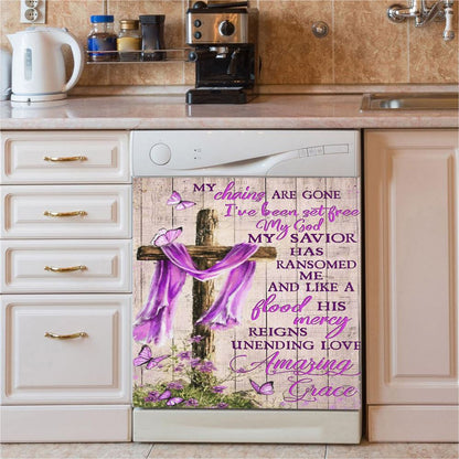 Cross Lion Of Judah Dishwasher Cover, Christian Dishwasher Magnet Cover, Bible Verse Kitchen Decor