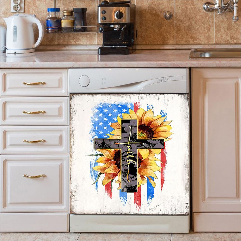 Cross My Chains Are Gone I'Ve Been Set Free My God Dishwasher Cover, Christian Dishwasher Magnet Cover, Religious Kitchen Decor