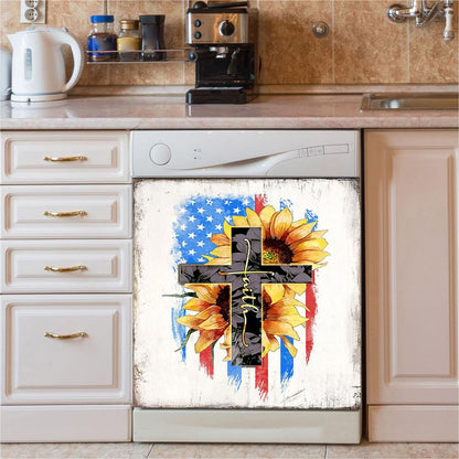 Cross My Chains Are Gone I'Ve Been Set Free My God Dishwasher Cover, Christian Dishwasher Magnet Cover, Religious Kitchen Decor