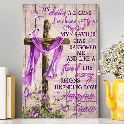 Cross My Chains Are Gone I've Been Set Free My God Canvas Wall Art - Christian Wall Art Decor - Religious Canvas Prints
