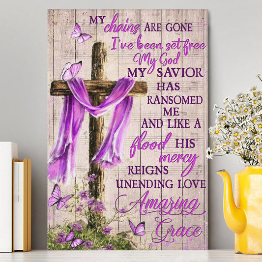 Cross My Chains Are Gone I've Been Set Free My God Canvas Wall Art - Christian Wall Art Decor - Religious Canvas Prints