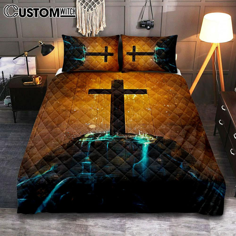 Cross Quilt Bedding Set Bedroom - Christian Cover Twin Bedding Quilt Bedding Set - Religious Quilt Bedding Set Prints