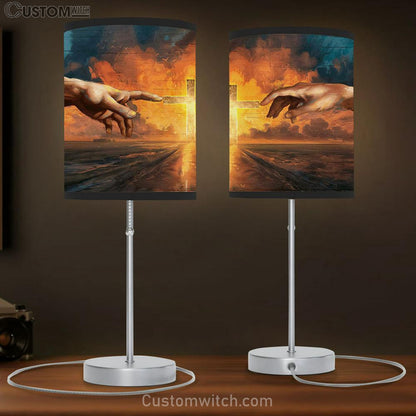 Cross Sunset Inspirational Art Table Lamb Gift - Bible Verse Table Lamb - Religious Bedroom Decor