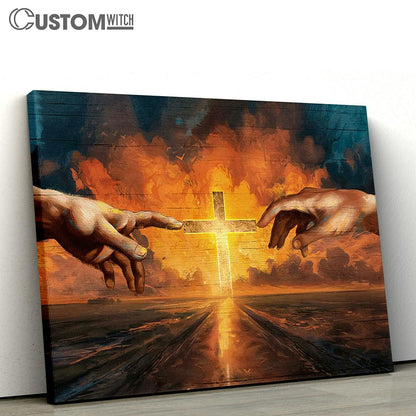Cross Sunset Inspirational Art Canvas Wall Art - Bible Verse Canvas - Religious Prints