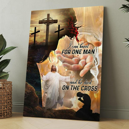 Cross Symbol, Pray For Healing, Take My Hand, Jesus I Can Kneel For One Man Canvas, Christmas Gift for Christian
