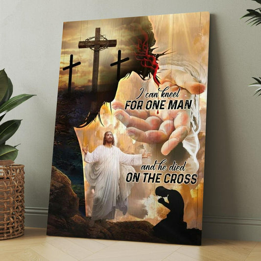 Cross Symbol, Pray For Healing, Take My Hand, Jesus I Can Kneel For One Man Canvas, Christmas Gift for Christian