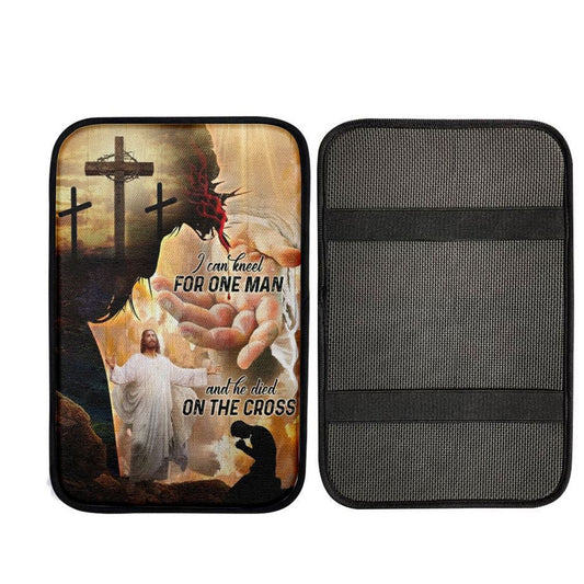 Cross Symbol, Pray For Healing, Take My Hand, Jesus I Can Kneel For One Man Car Center Console Cover, Car Armrest Pad, Christian Gift
