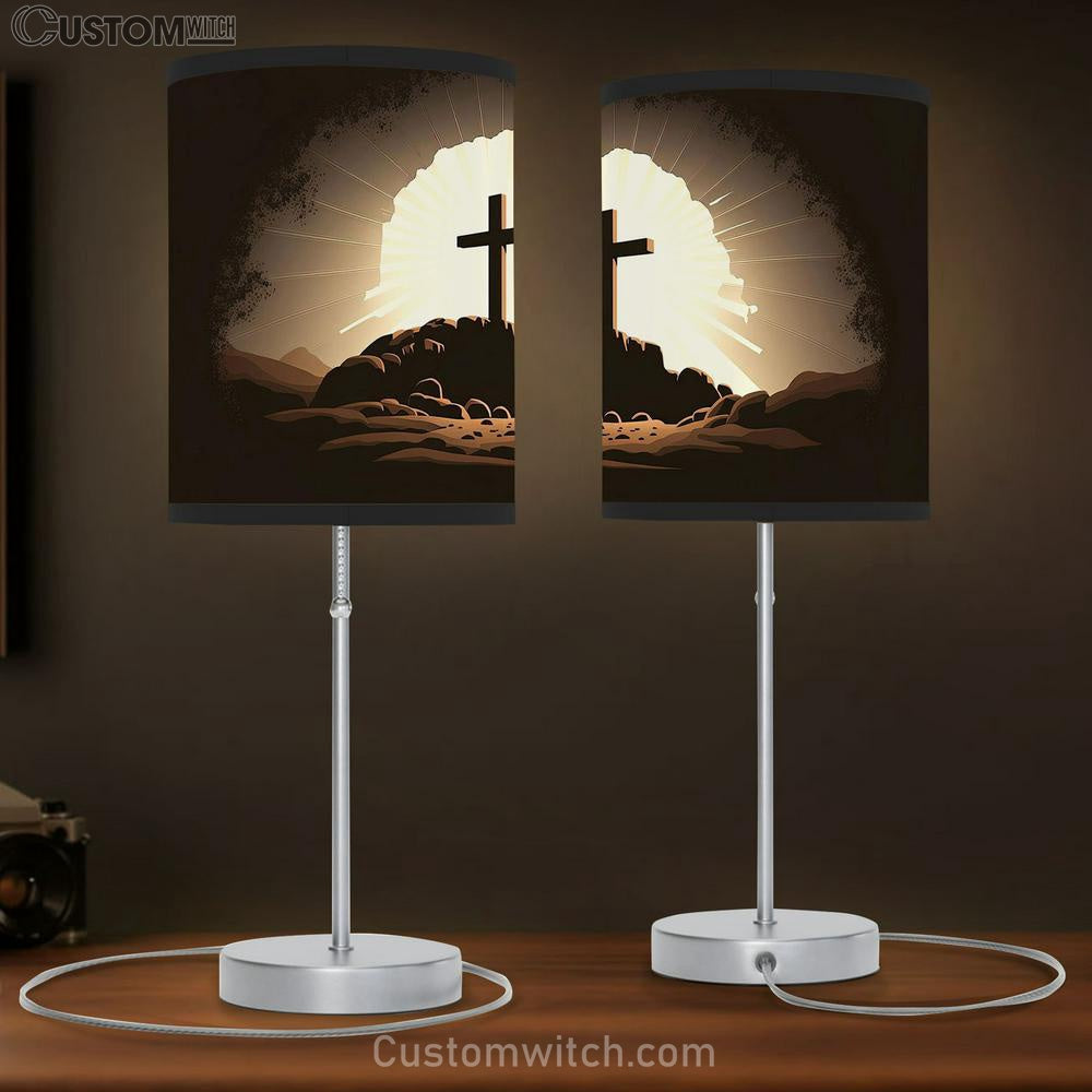 Cross With Empty Tomb Resurrection Jesus Christ Table Lamb Pictures - Faith Art - Christian Table Lamb Gift Decor